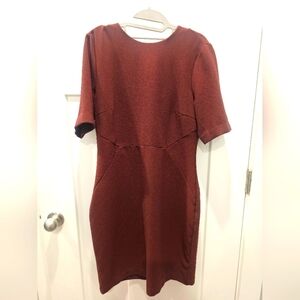 H&M Maroon Sheath Dress Size 14 Short Sleeve Workwear